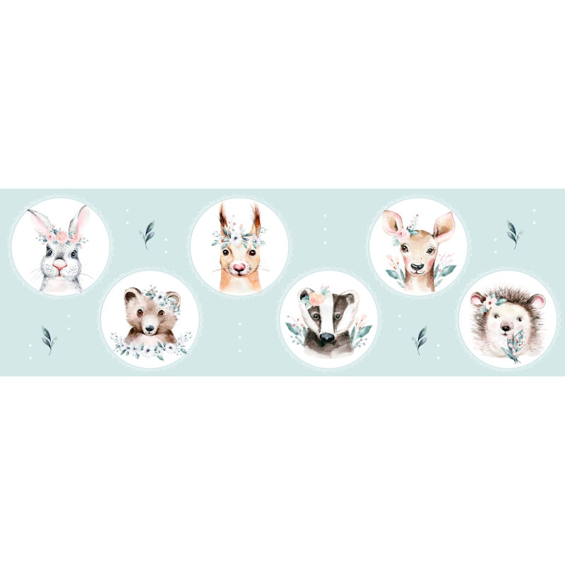 Watercolor forrest animals prémium tapétaposzter | 3 méter x 1 méter