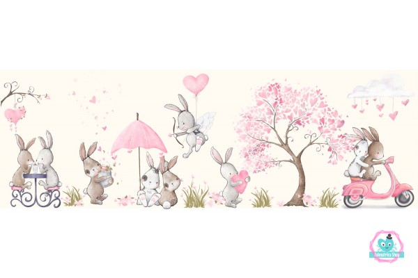 "Bunny Love" prémium tapétaposzter | 3 méter x 1 méter