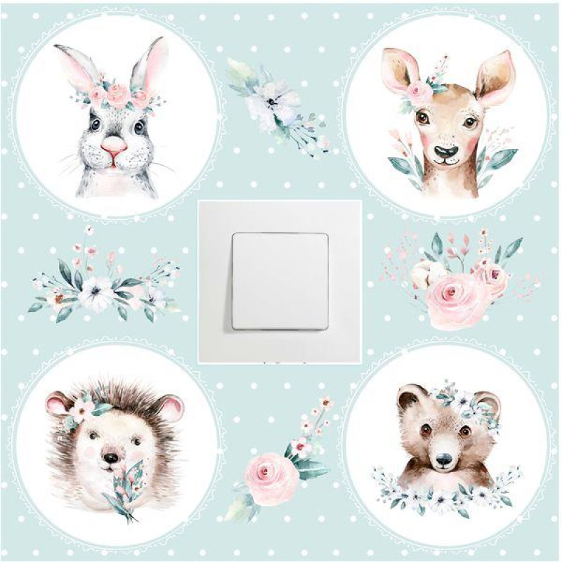 Watercolor forrest animals prémium kapcsoló matrica 25 cm x 25 cm