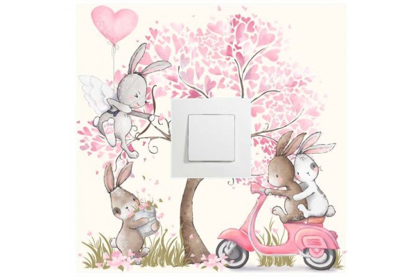 "Bunny Love" prémium kapcsoló matrica 25 cm x 25 cm