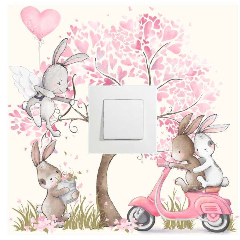 Bunny Love prémium kapcsoló matrica 25 cm x 25 cm