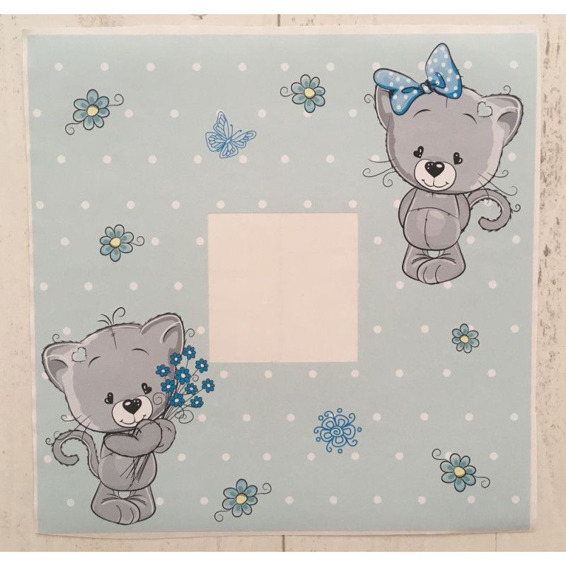 Cicás villanykapcsoló matrica, kék 25 cm x 25 cm