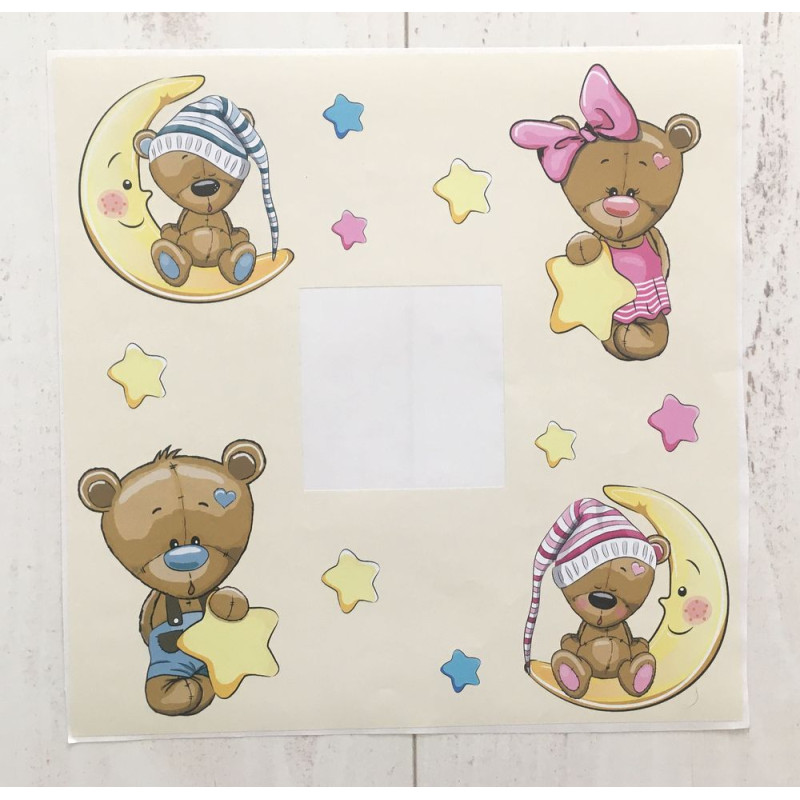 Csillagos macik, villanykapcsoló matrica 25 cm x 25 cm