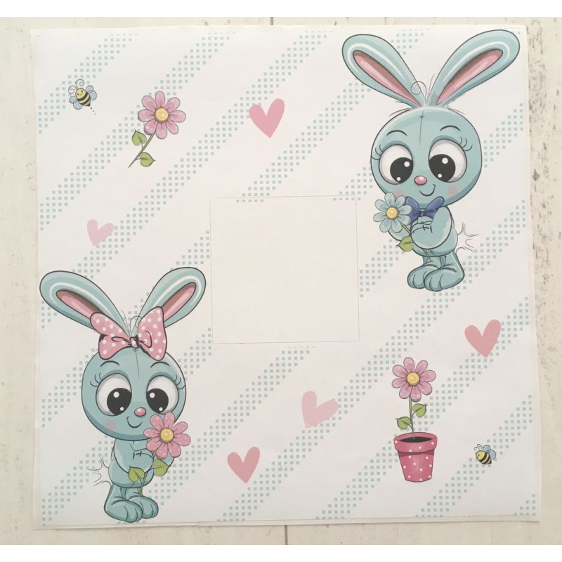 Nyuszis villanykapcsoló matrica, menta 25 cm x 25 cm