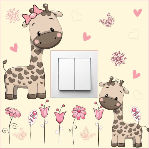 Zsiráfos villanykapcsoló matrica 25 cm x 25 cm Zsiráfos villanykapcsoló matrica 25 cm x 25 cm