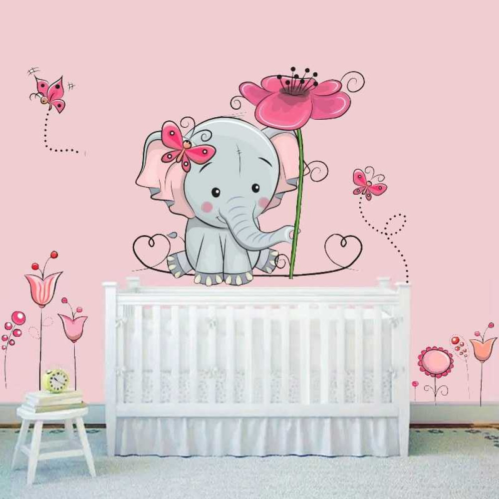 Elefánt virágokkal falmatrica | 28 db-os szett | 70 cm x 45 cm-től Elefánt virágokkal falmatrica | 28 db-os szett | 70 cm x 45 cm-től