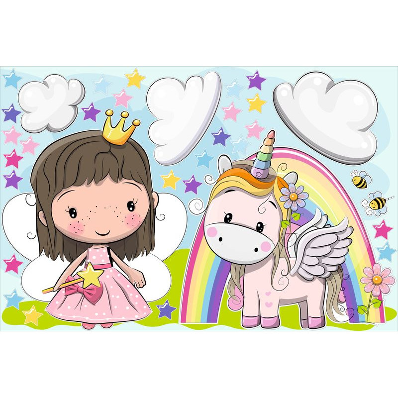 Királylány, unikornis falmatrica | 33 db-os szett | 70 cm x 45 cm-től