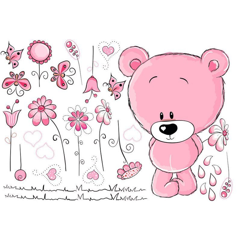 Macis falmatrica virágokkal, pink, PRÉMIUM | 29 db-os szett | 70 cm x 45 cm-től