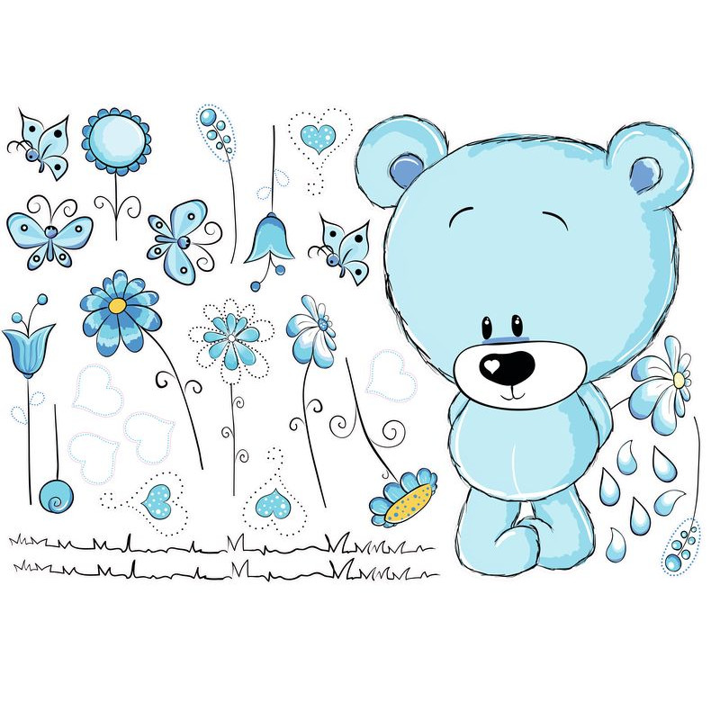 Maci kék virágokkal | 30 db-os szett | 70 cm x 45 cm-től