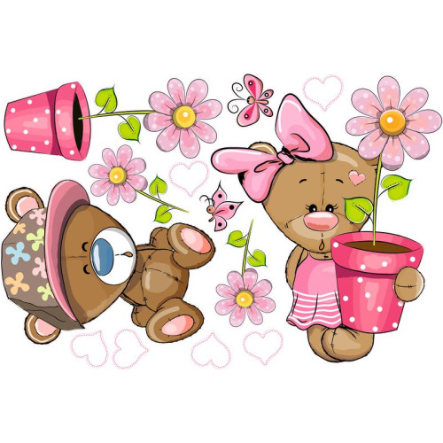 Macipár virágos falmatrica | 16 db-os szett | 70 cm x 45 cm-től