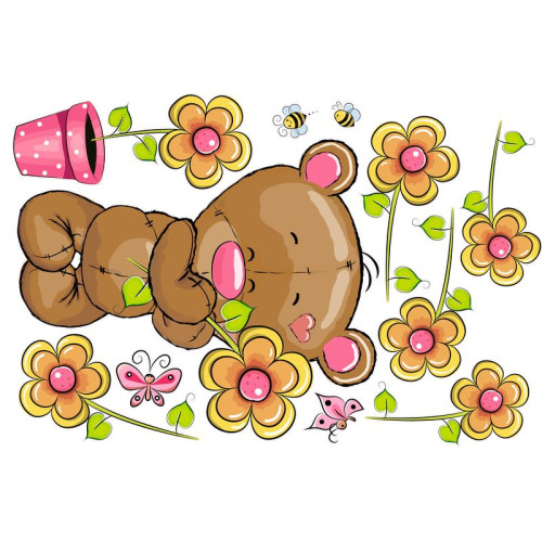 Maci virágokkal, kislány | 12 db-os szett | 70 cm x 45 cm-től