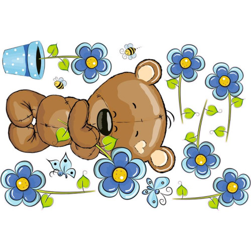 Maci kék virágokkal, kisfiú | 11 db-os szett | 70 cm x 45 cm-től Maci kék virágokkal, kisfiú | 11 db-os szett | 70 cm x 45 cm-től