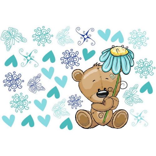 Maci kék virággal | 30 db-os szett | 70 cm x 45 cm-től