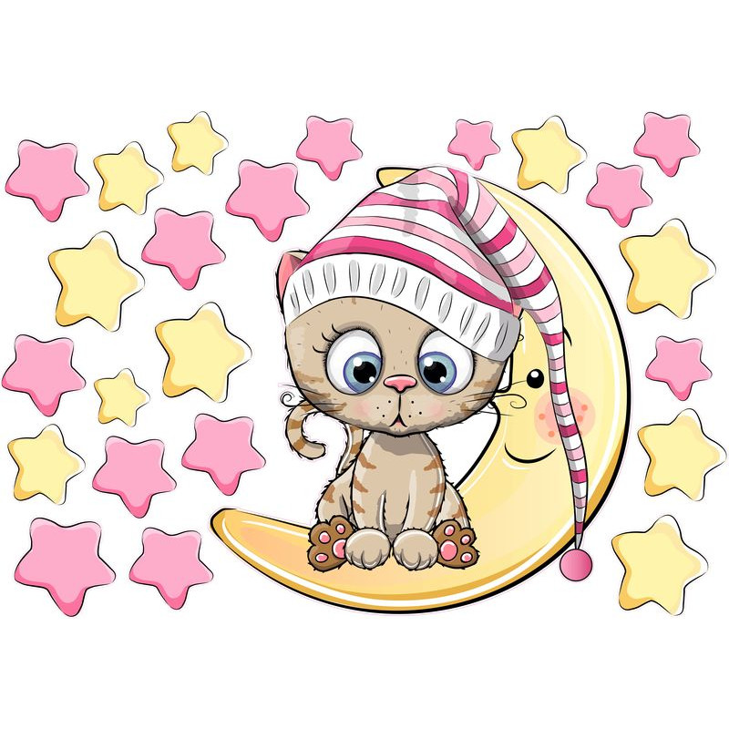 Cicás gyerek falmatrica, lány, prémium | 24 db-os szett | 70 cm x 45 cm-től