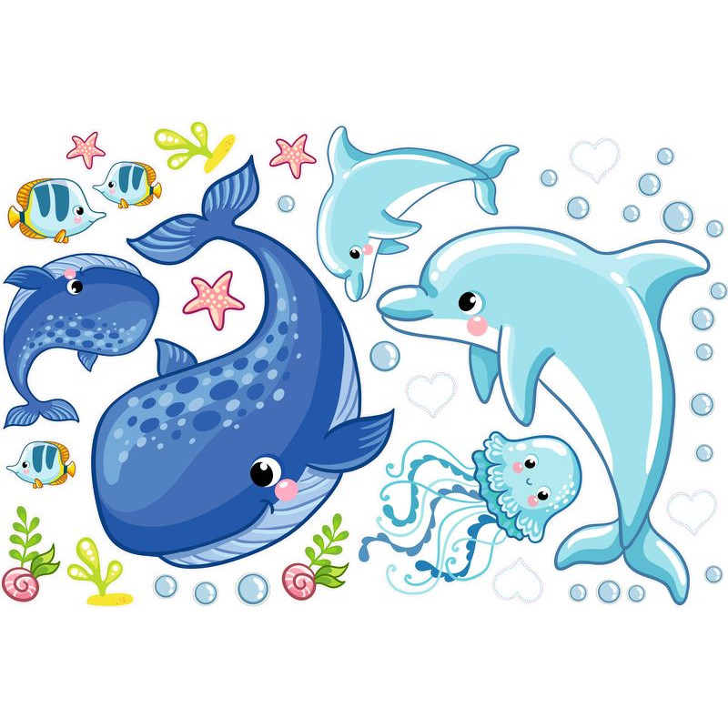 Tenger élővilága falmatrica | 40 db-os szett | 70 cm x 45 cm-től