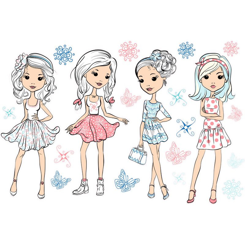 Lányok falmatrica | 20 db-os szett | 70 cm x 45 cm-től