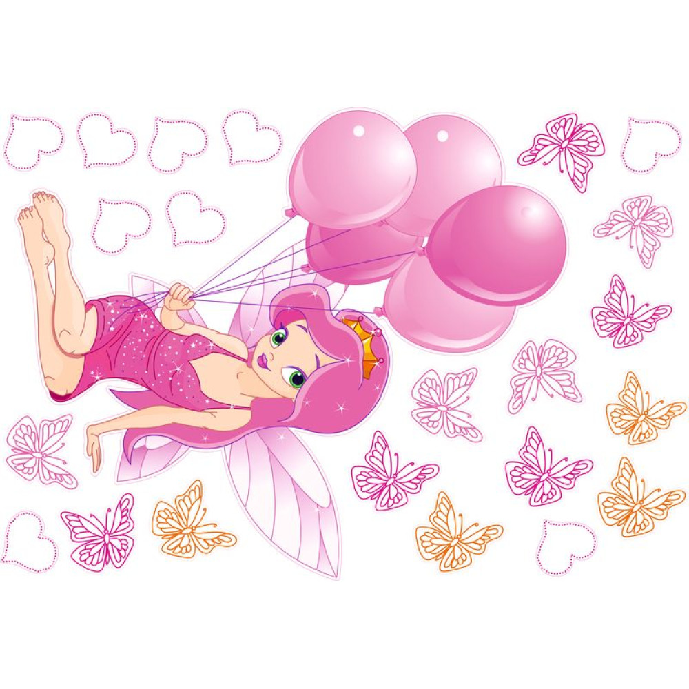 Pink tündér lufival falmatrica | 23 db-os szett | 70 cm x 45 cm-től