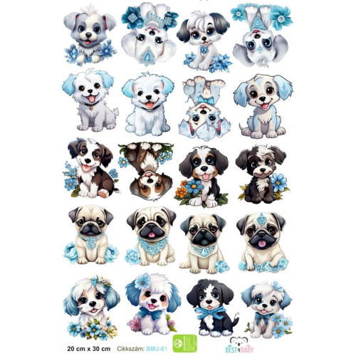 Kutyás gyerek kerékpár matrica, fiús | 20 cm x 30 cm