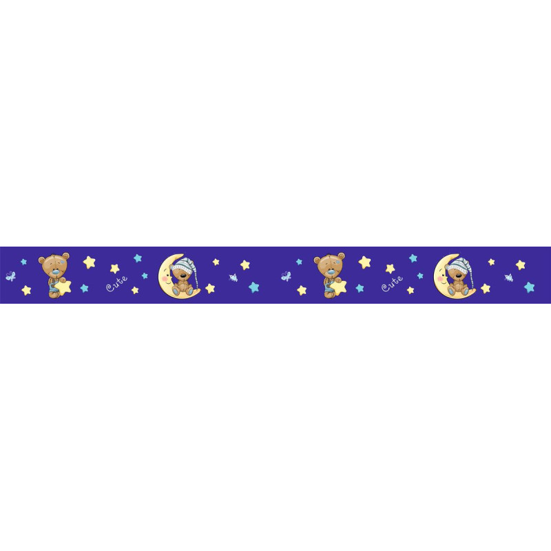 Csillagos macis fiú bordűr, kék | 500 cm x 10 cm