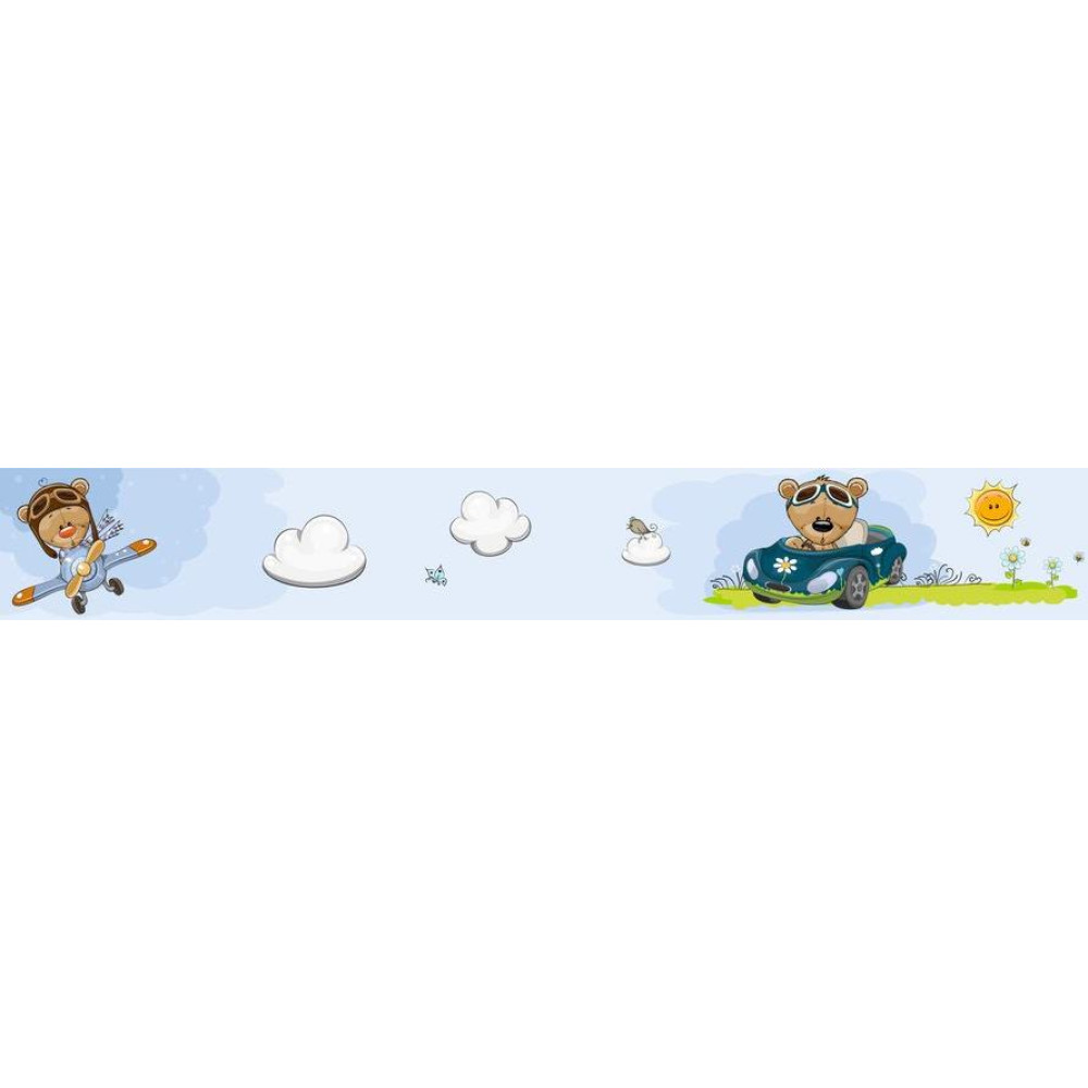 Kék autós macis bordűr | 500 cm x 10 cm Kék autós macis bordűr | 500 cm x 10 cm