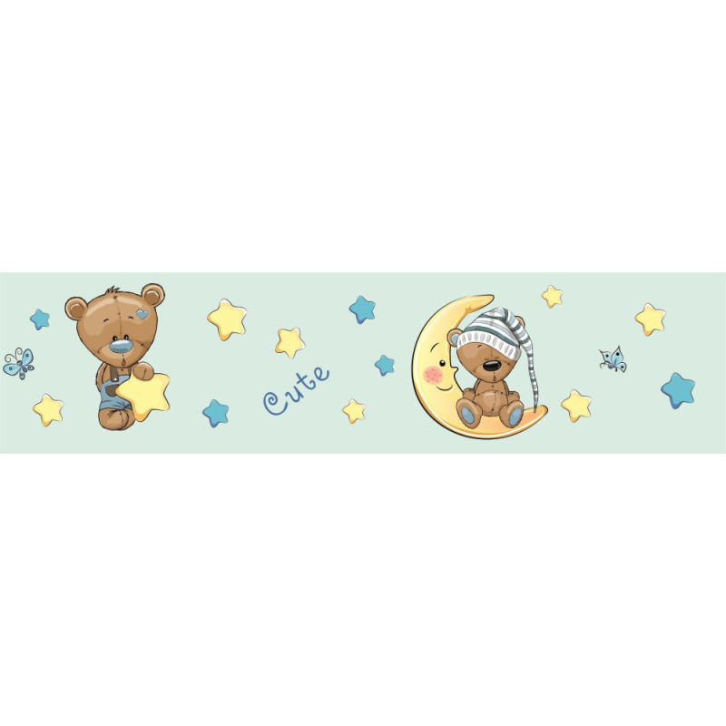 Csillagok és maci fiú bordűr | 500 cm x 10 cm