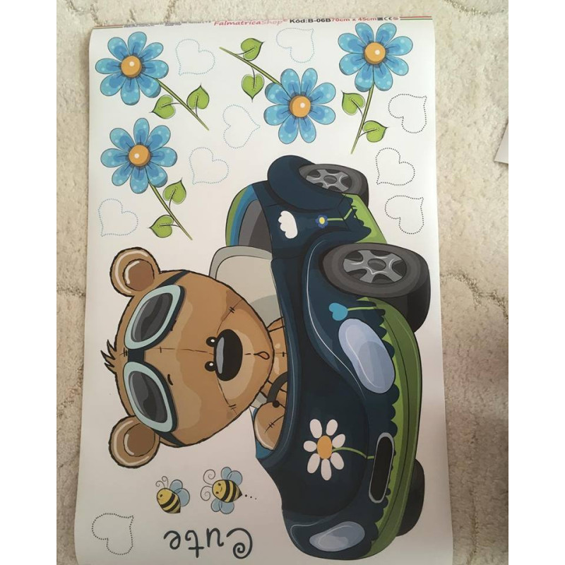 Kék autós macis bordűr | 500 cm x 10 cm