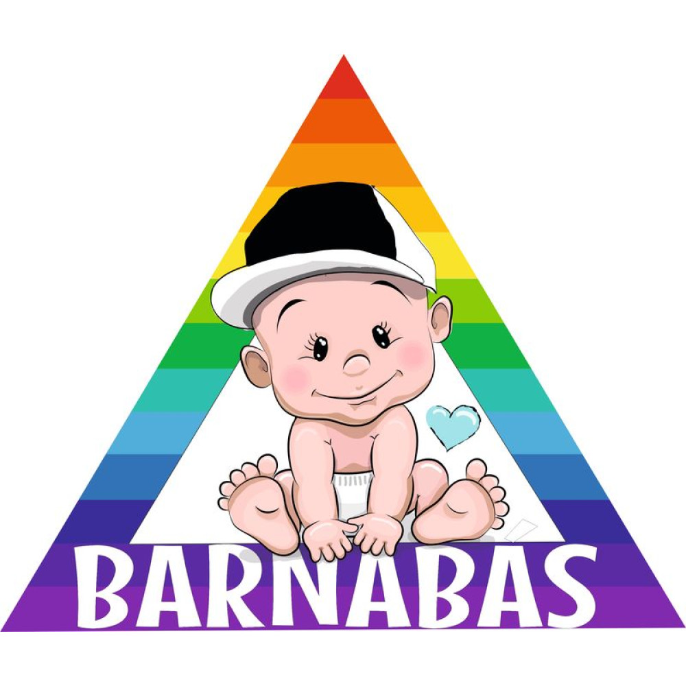 Baba a fedélzeten névre szóló kisfiú babamatrica, szivárványos