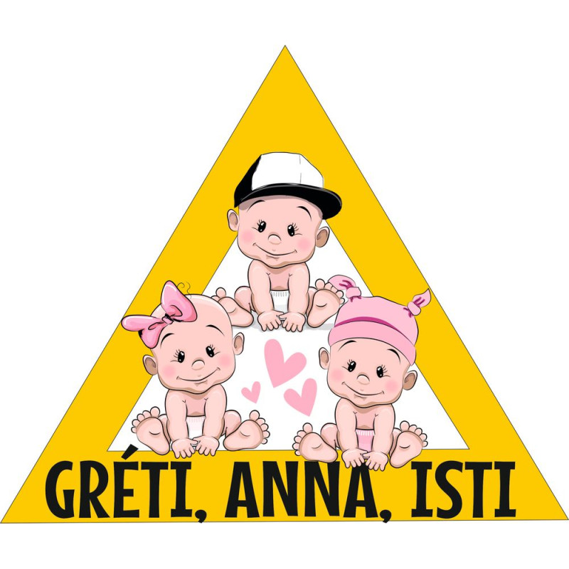 Hármasiker névre szóló babamatrica (2 lány 1 fiú)