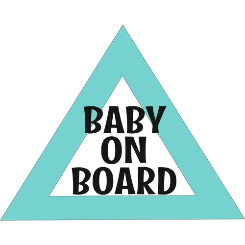 Minimál háromszög gyerek autómatrica, baby on board feliratos, menta Minimál háromszög gyerek autómatrica, baby on board feliratos, menta