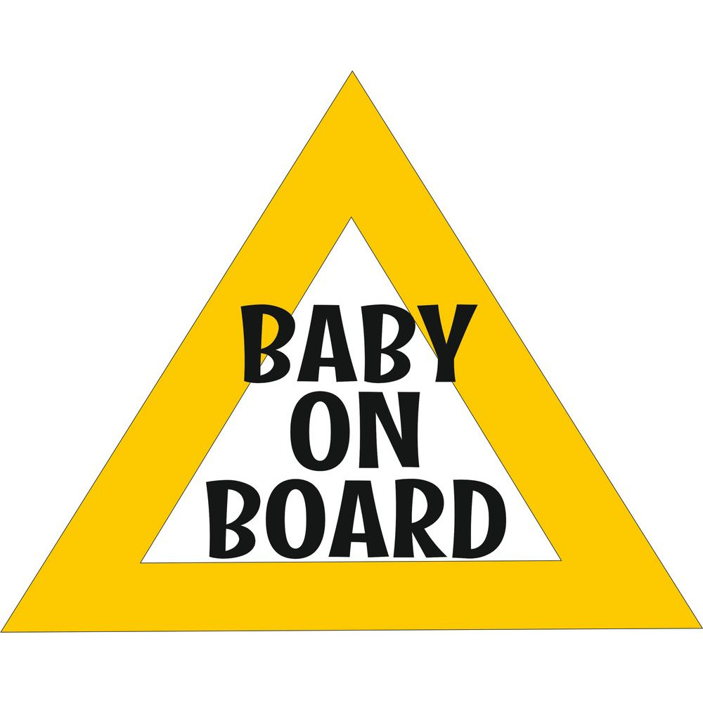 Minimál baby on board feliratos, sárga háromszög