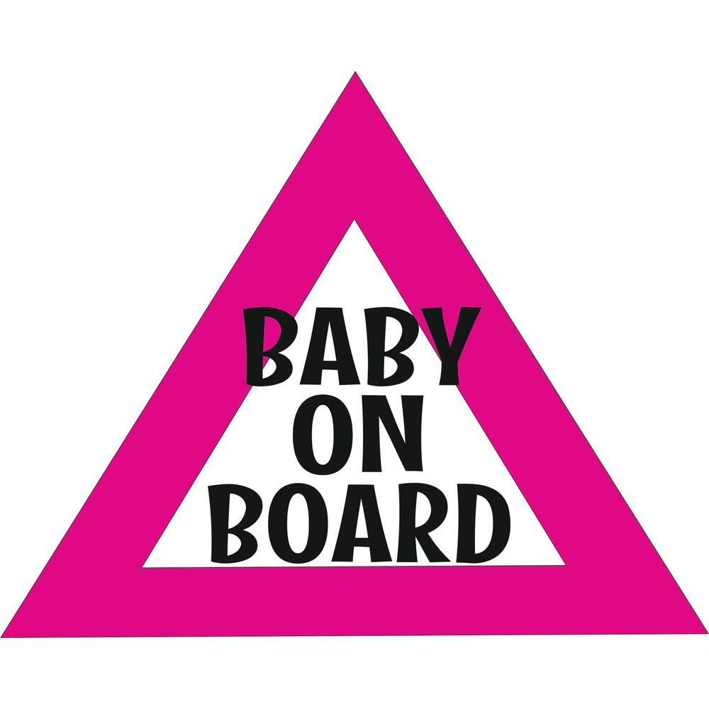 Minimál háromszög gyerek autómatrica, baby on board feliratos, pink