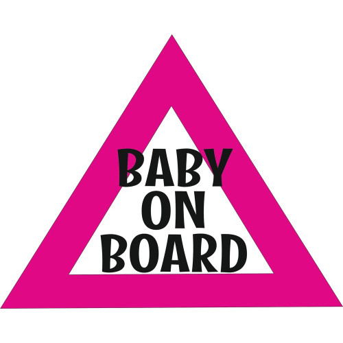 Minimál háromszög gyerek autómatrica, baby on board feliratos, pink