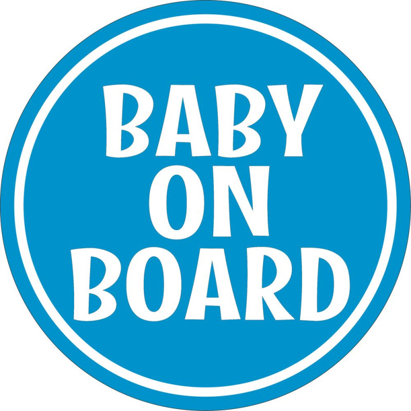 Minimál kerek gyerek autómatrica, baby on board feliratos, kék