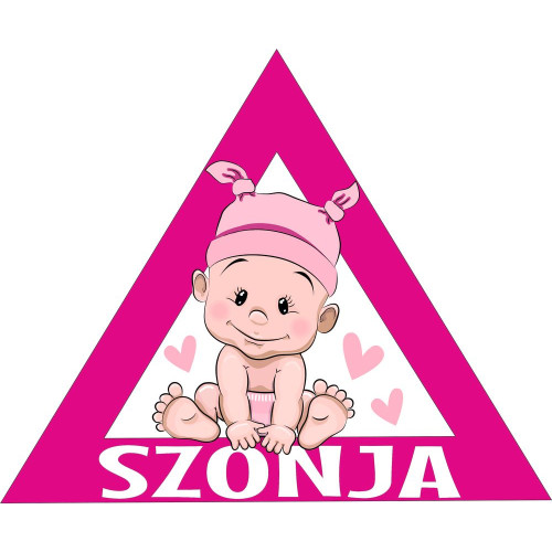 Baby on board névre szóló pink kislány babamatrica