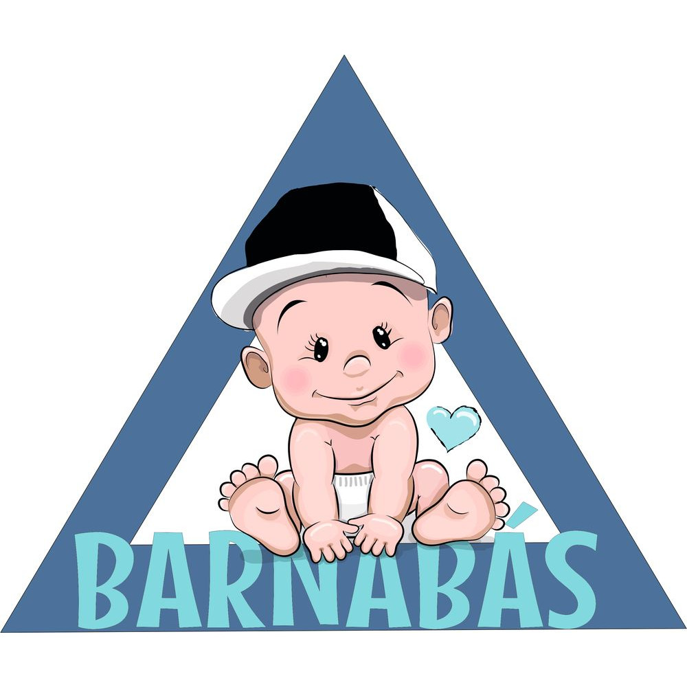 Baba a fedélzeten, névre szóló fiú, baseballsapkás babamatrica