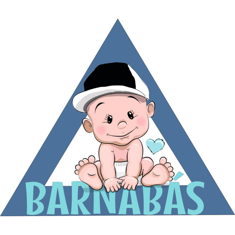 Baba a fedélzeten, névre szóló fiú, baseballsapkás babamatrica