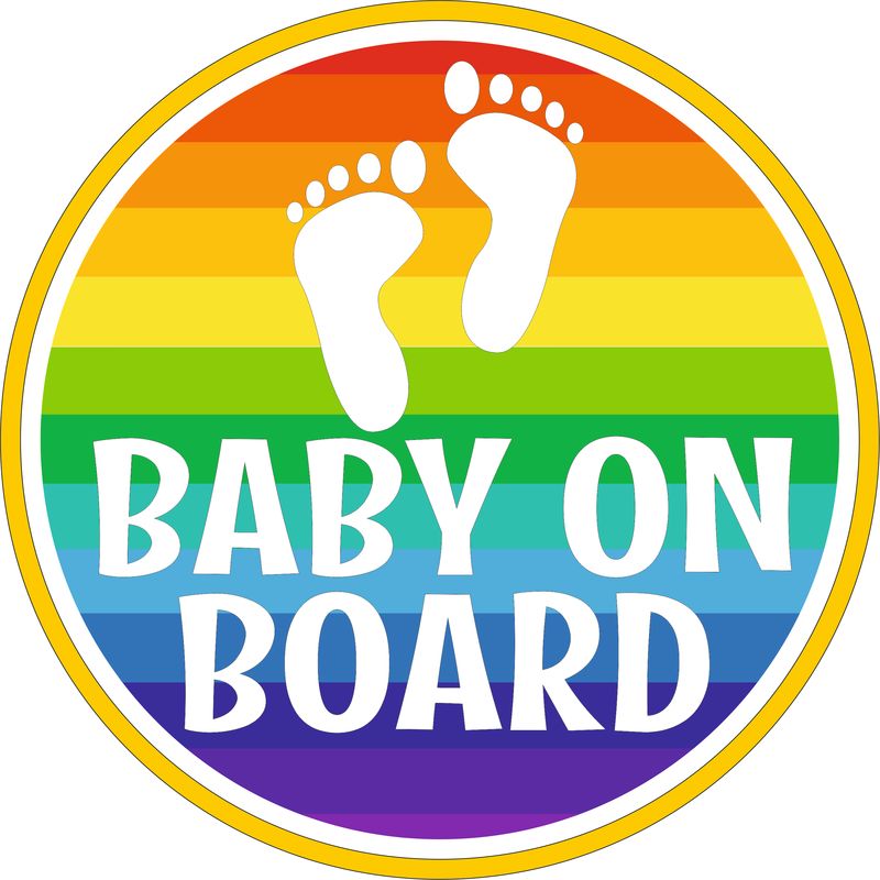 Szivárvány baby on board autómatrica, lábnyomos Szivárvány baby on board autómatrica, lábnyomos