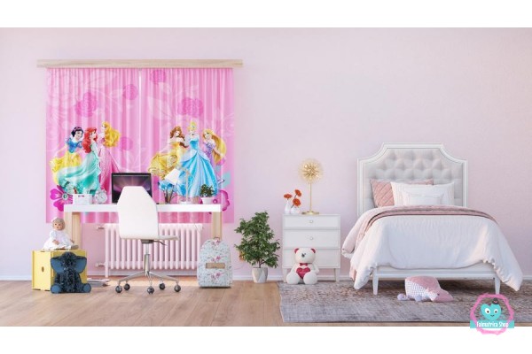 Disney hercegnők pink függöny | 180 cm x 160 cm 