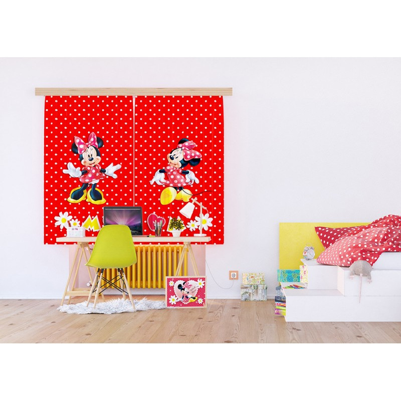 Minnie egeres, piros gyerekfüggöny | 180 cm x 160 cm