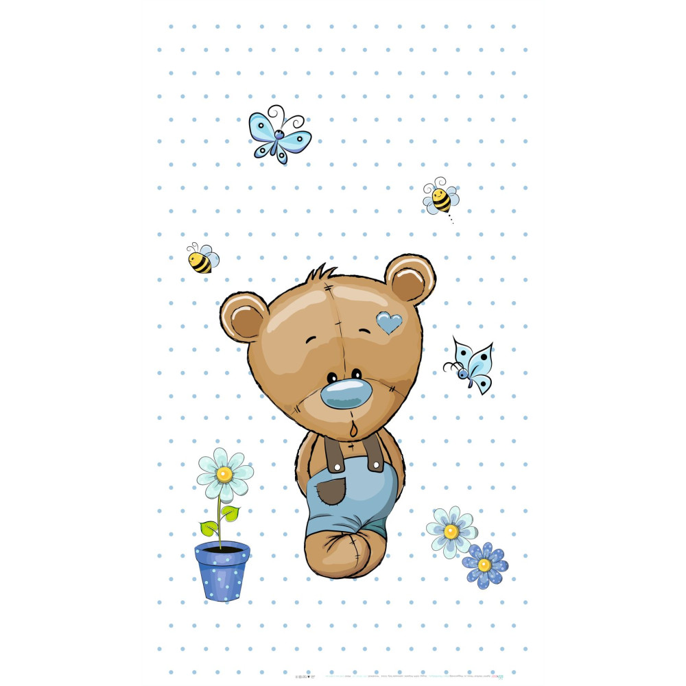 Teddy macis pöttyös muszlin baba függöny | 140 cm x 200 cm Teddy macis pöttyös muszlin baba függöny | 140 cm x 200 cm