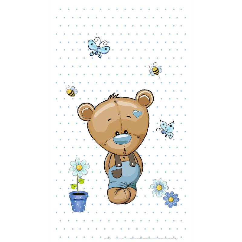 Teddy macis pöttyös muszlin baba függöny | 140 cm x 200 cm
