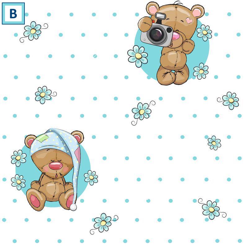 Macis gyerekszoba tapéta, kék | 50 cm x 250 cm Macis gyerekszoba tapéta, kék | 50 cm x 250 cm