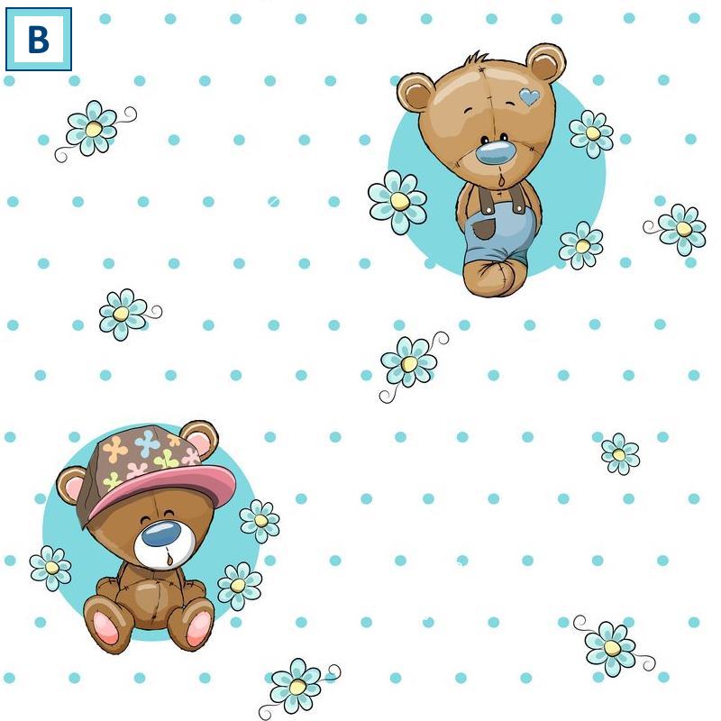 Macis gyerekszoba tapéta, kék | 50 cm x 250 cm Macis gyerekszoba tapéta, kék | 50 cm x 250 cm