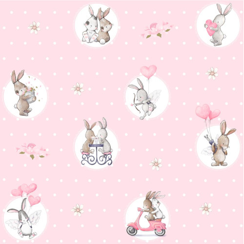 Bunny Love prémium tapéta, rózsaszín | 50 cm x 250 cm