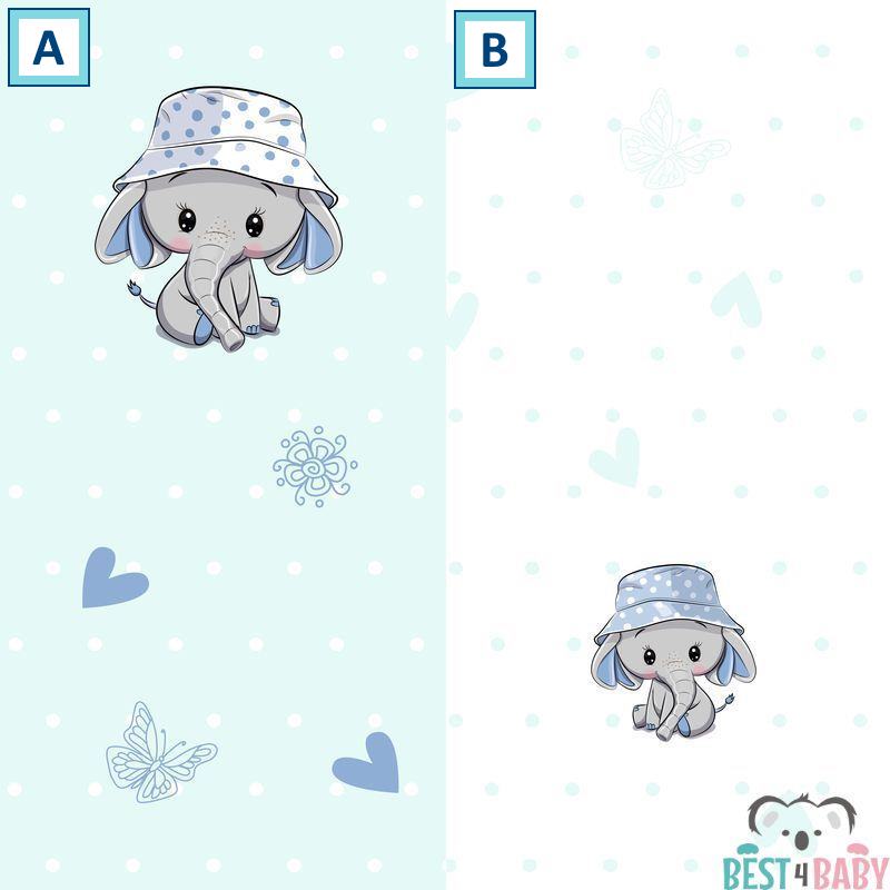 ELefántos kék pöttyös tapéta | 50 cm x 250 cm