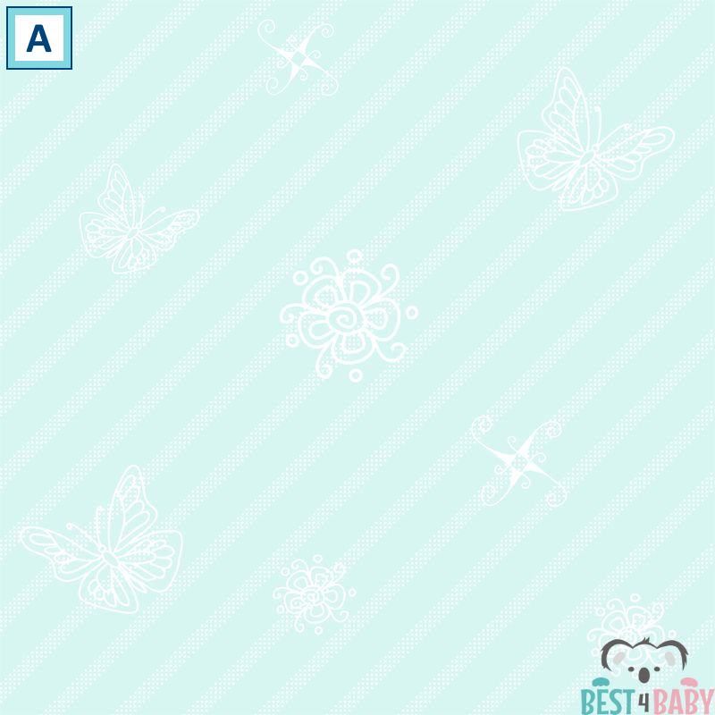 Nyuszis gyerekszoba tapéta, menta, kék | 50 cm x 250 cm