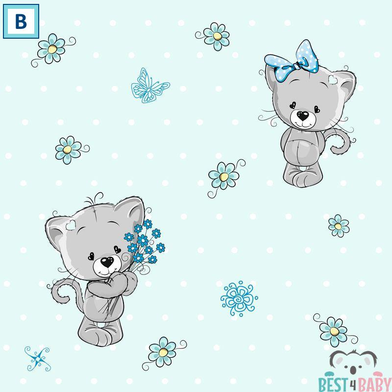 Cicás gyerekszoba tapéta, kék | 50 cm x 250 cm