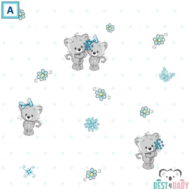 Cicás gyerekszoba tapéta, kék | 50 cm x 250 cm