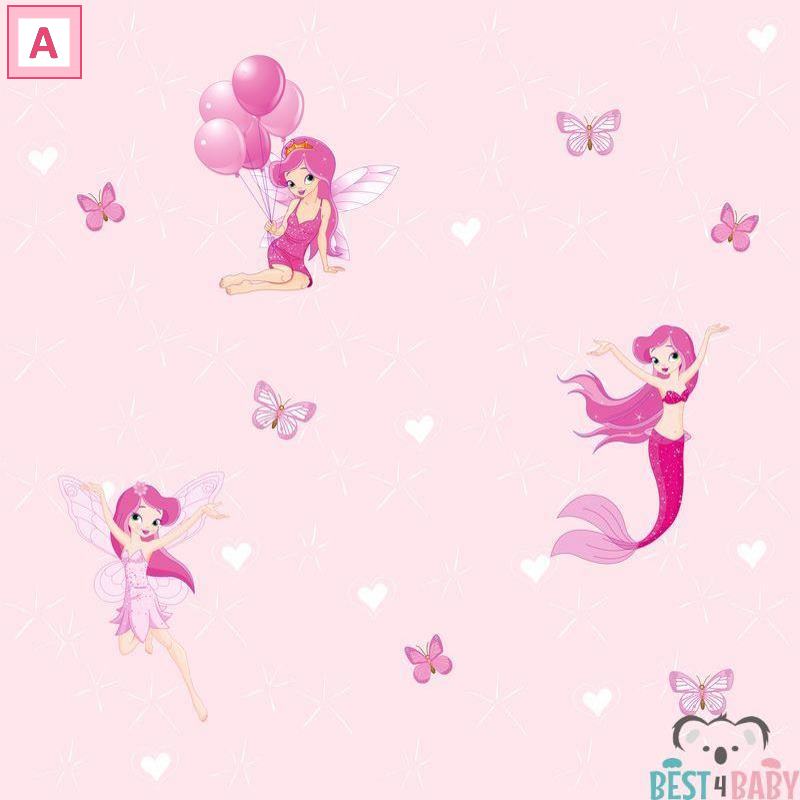 Pink tündéres gyerekszoba tapéta | 50 cm x 250 cm