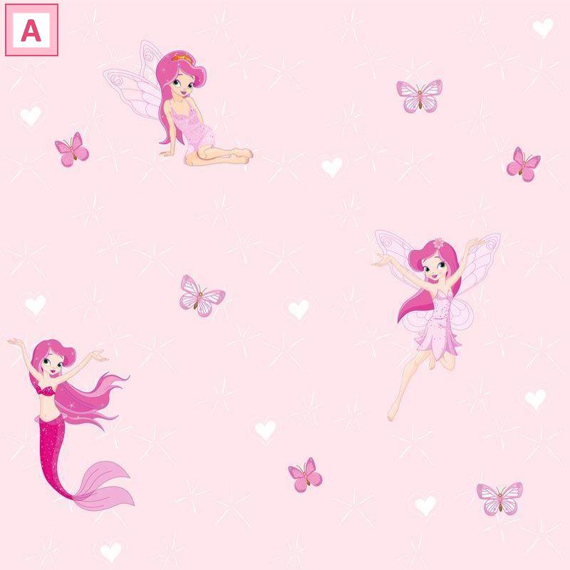 Pink tündéres gyerekszoba tapéta | 50 cm x 250 cm